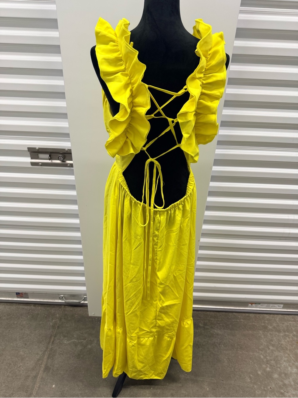 Yellow Ruffle Backless Maxi Dress - Brand Not Shown